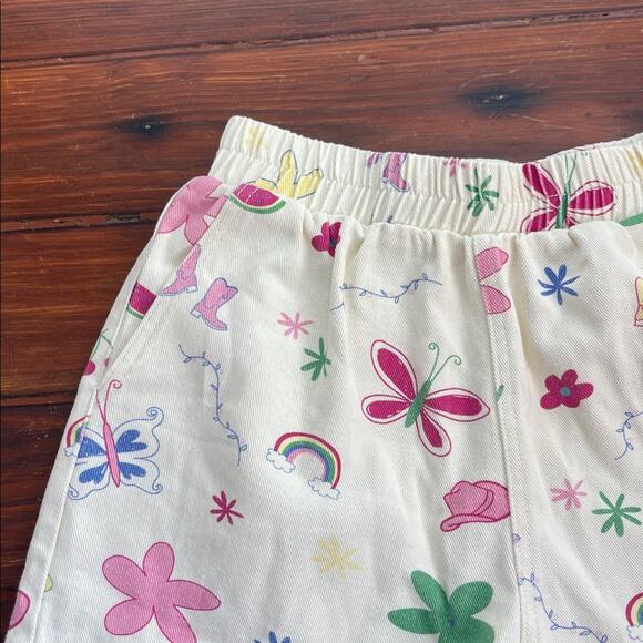 Stella Dallas cowboy boot butterfly whimsical printed pill on shorts sz M - Picture 2 of 5